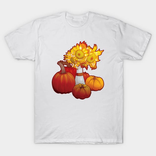 Sunflower and Pumpkins T-Shirt by AuroraCelestine